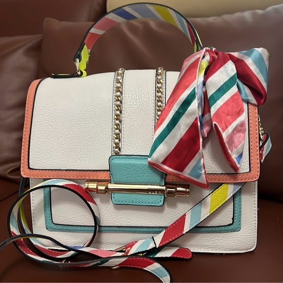 Aldo Handbags - Like New Aldo Afoirien White and Multi Color Satchel Shoulder Handbag